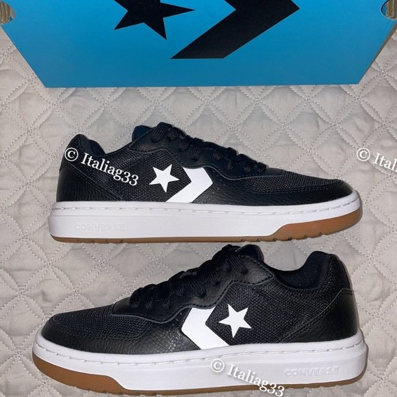 Converse Rival Ox Sneaker UNISEX Size M:4 W:5.5 Low Top Chevron Black White Gum - Picture 4 of 16